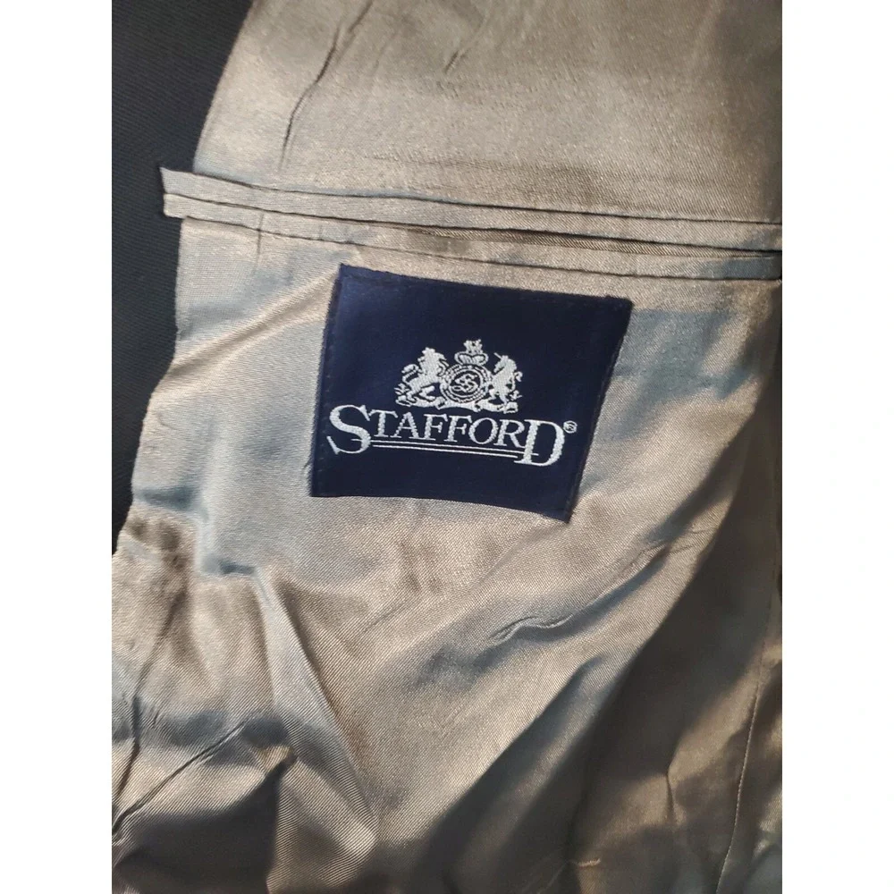 Stafford Performance Wool 2 Gold Button 48L Blue  Mens Dress Jacket Blazer